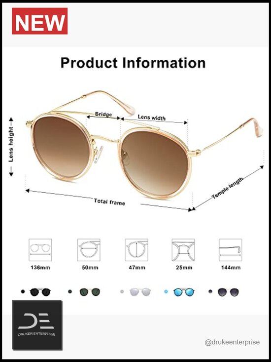 Retro Round Double Bridge Polarized Sunglasses